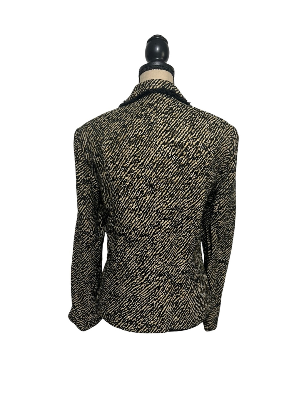 Ingenuity Canada Textured Black Ivory Blazer Size 12 Tailored Jacket - Picture 5 of 8